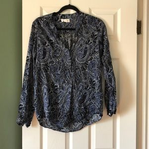 Blue Printed Blouse Shirt